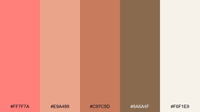 coral clay studio coral salmon color palette with hex codes