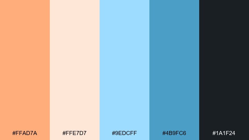 coral cloud editorial orange pastel blue color palette with hex codes