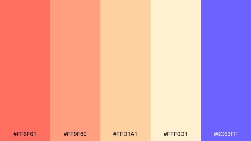 coral cloud color palette with hex codes