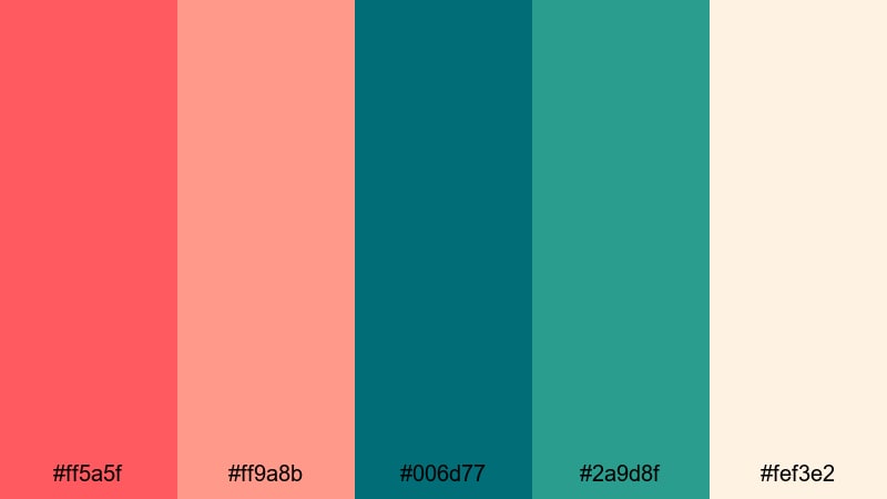 coral coastline color palette with hex codes