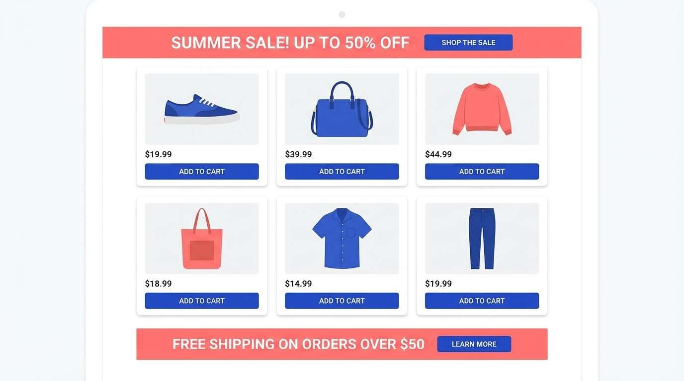 ecommerce ui with ctas
