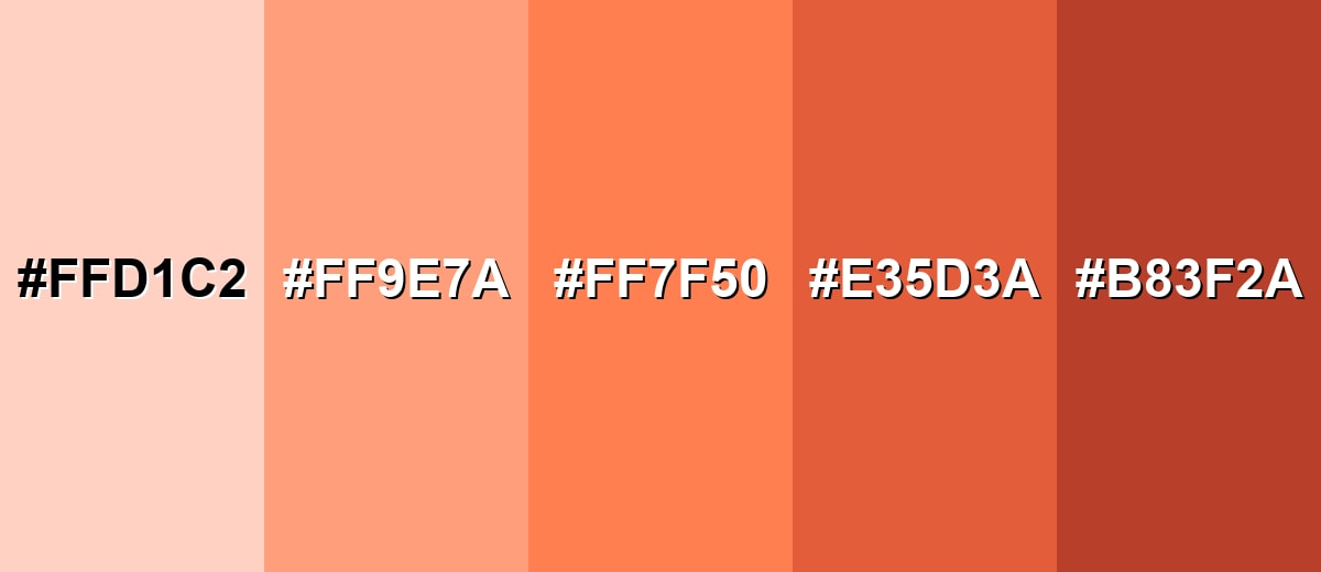 shades and variations of coral-color