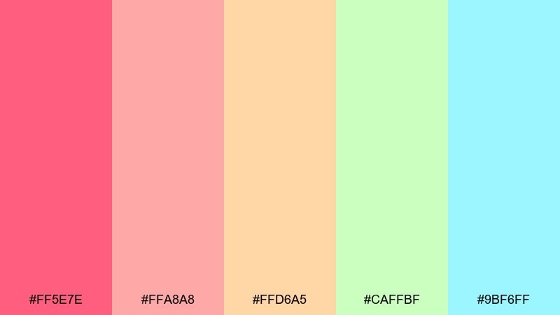 coral confetti happy color palette with hex codes