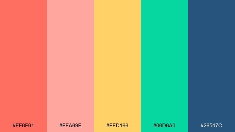 coral confetti music festival color palette with hex codes