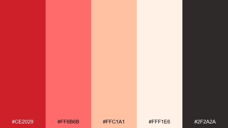 coral ember fire engine red color palette with hex codes
