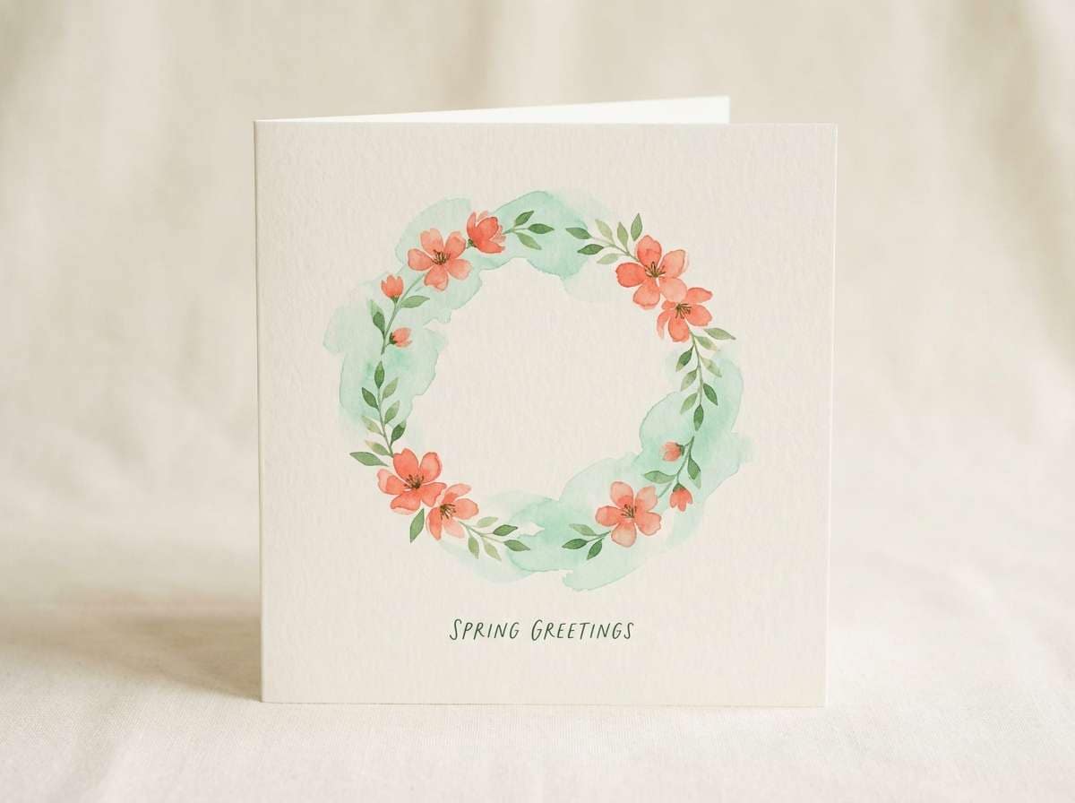 spring wreath greeting card