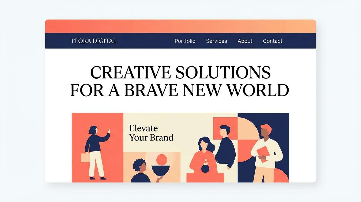 coral and navy landing hero