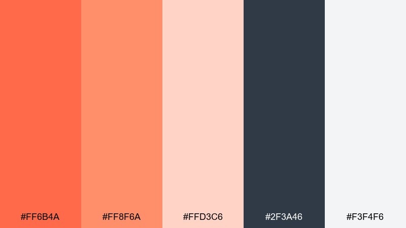 coral horizon sunset orange color palette with hex codes