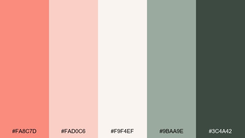 coral linen salmon pink color palette with hex codes