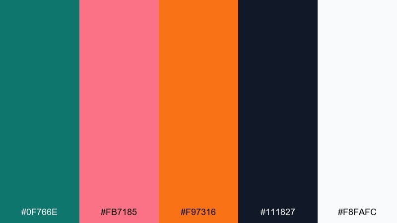 coral marker highlights infographic color palette with hex codes
