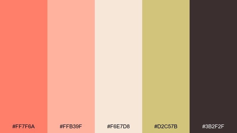 coral market melon color palette with hex codes