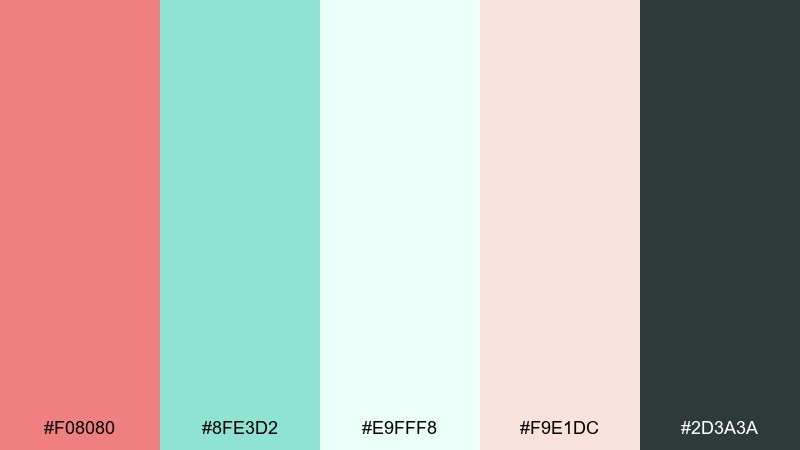coral mint cleanse light coral color palette with hex codes