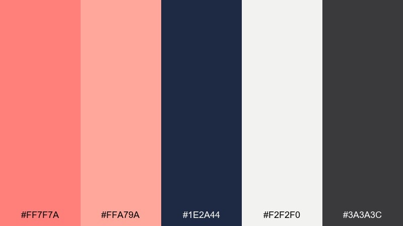 coral navy contrast coral salmon color palette with hex codes