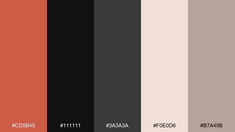 coral noir dark coral color palette with hex codes