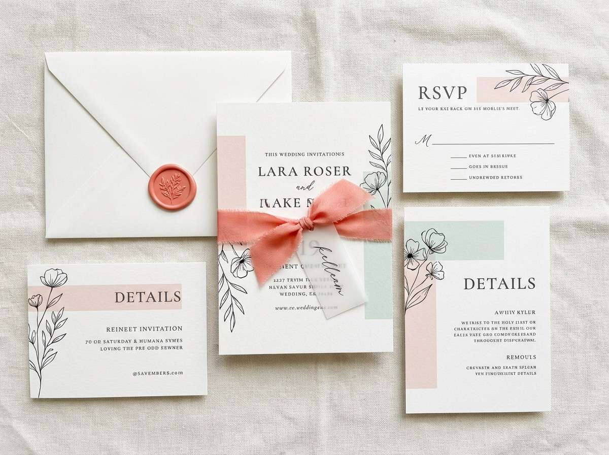 rosewater wedding stationery