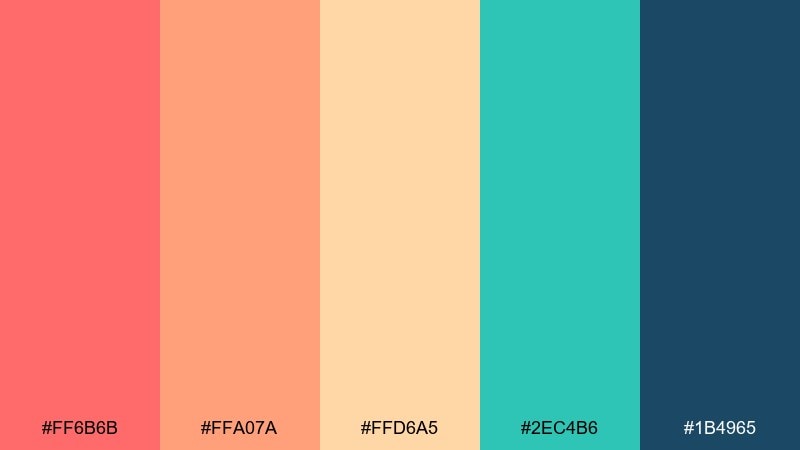 coral reef aperitivo color palette with hex codes