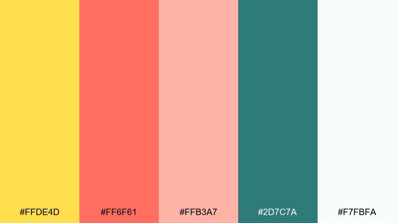 coral reef daffodil color palette with hex codes