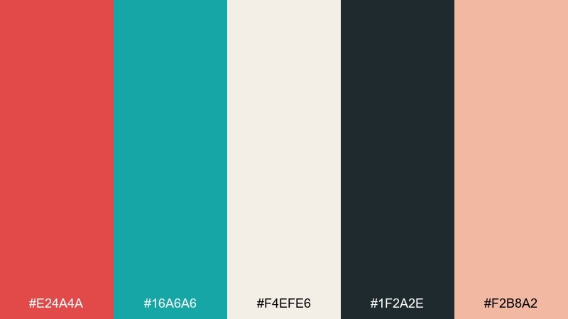 coral reef market red turquoise color palette with hex codes