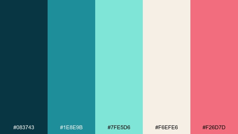 coral reef neutral pop aquarium color palette with hex codes