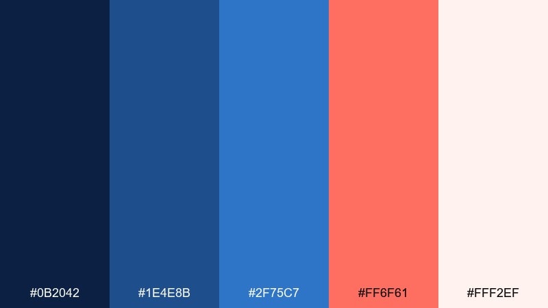 coral reef pop lapis lazuli color palette with hex codes