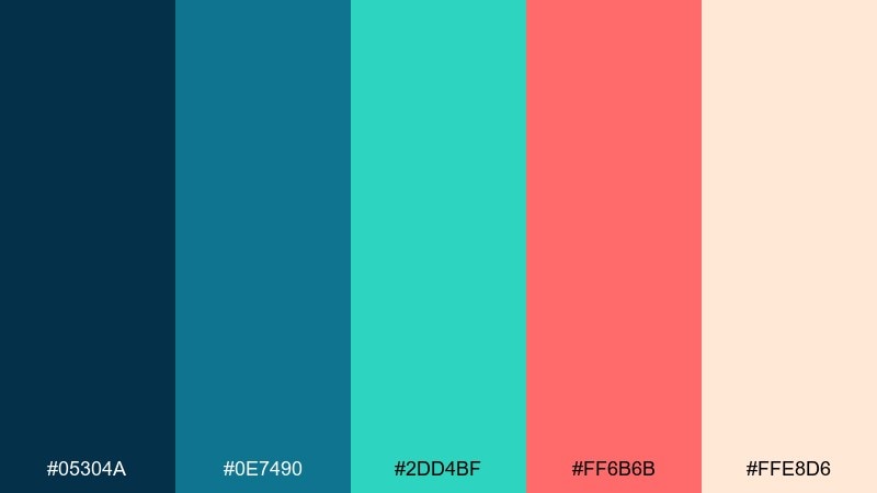coral reef pop color palette with hex codes