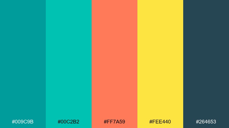 coral reef pop color palette with hex codes