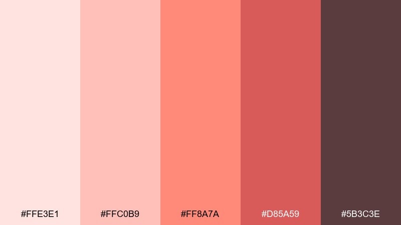 coral rose sunrise rose color palette with hex codes