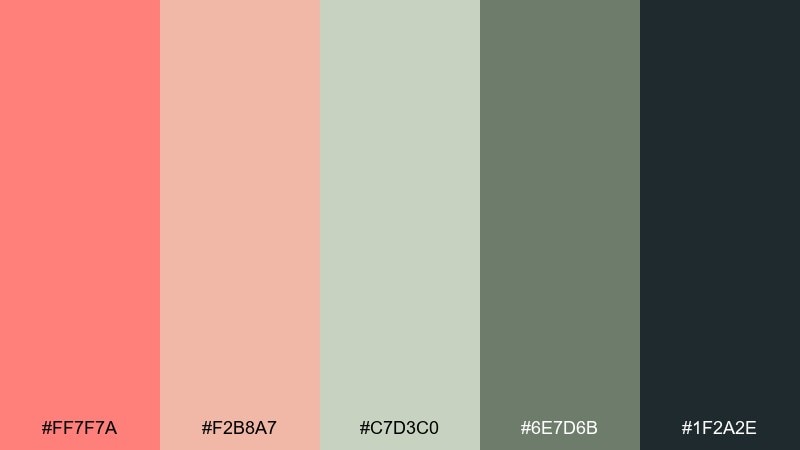 coral sage balance coral salmon color palette with hex codes