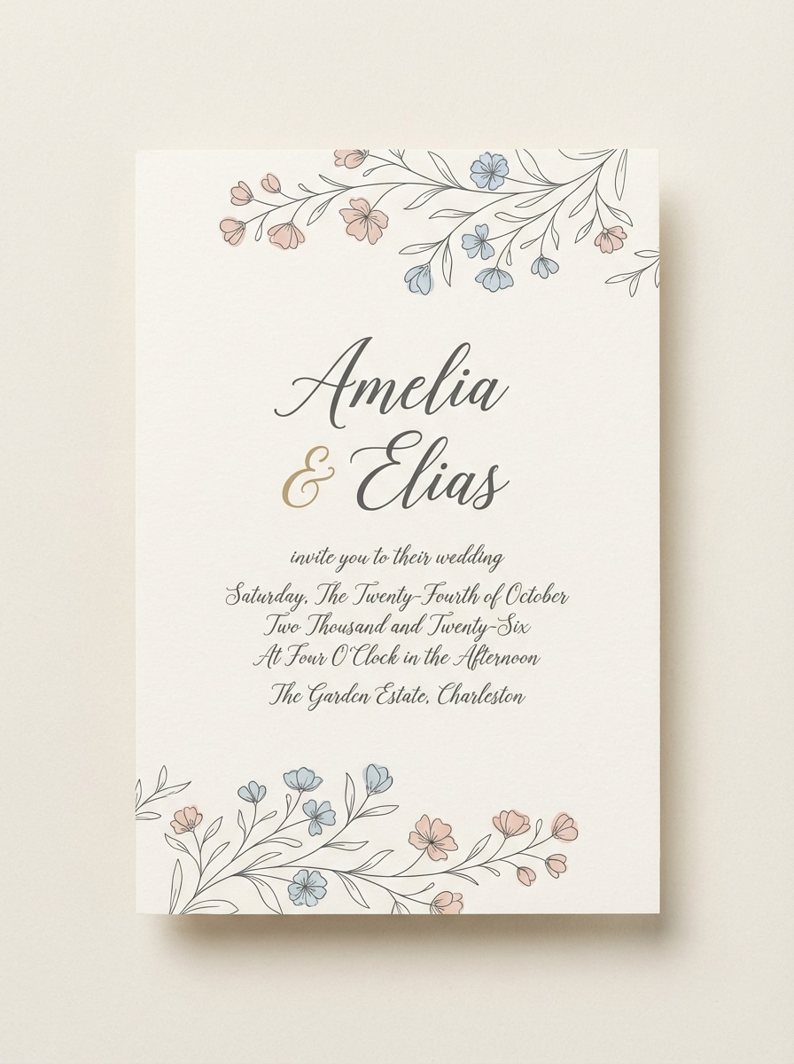 wedding invitation in coral reef color scheme