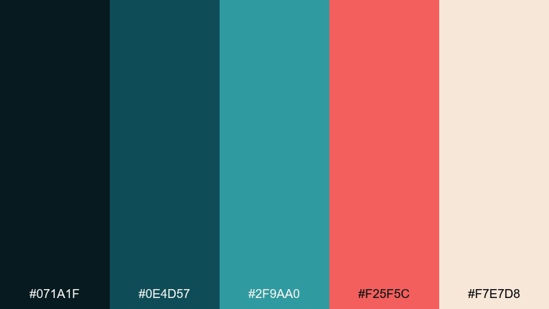 coral warning sea monster color palette with hex codes