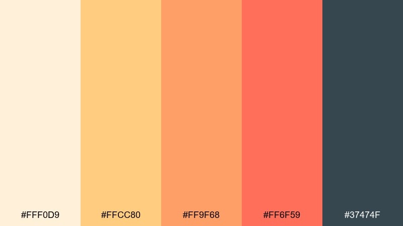 coral zest color palette with hex codes