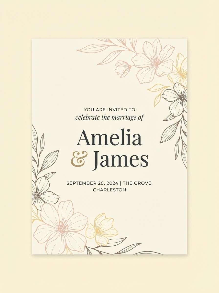 airy wedding invitation design