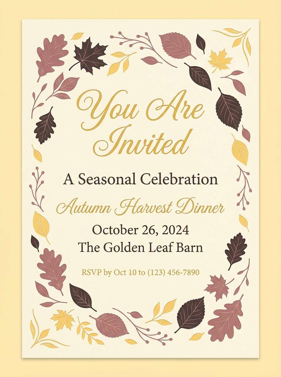 autumn invitation card layout