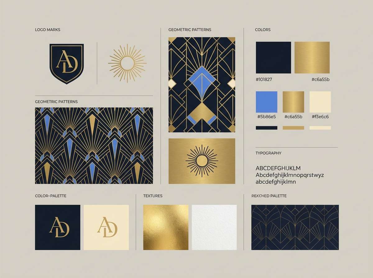 art deco brand moodboard
