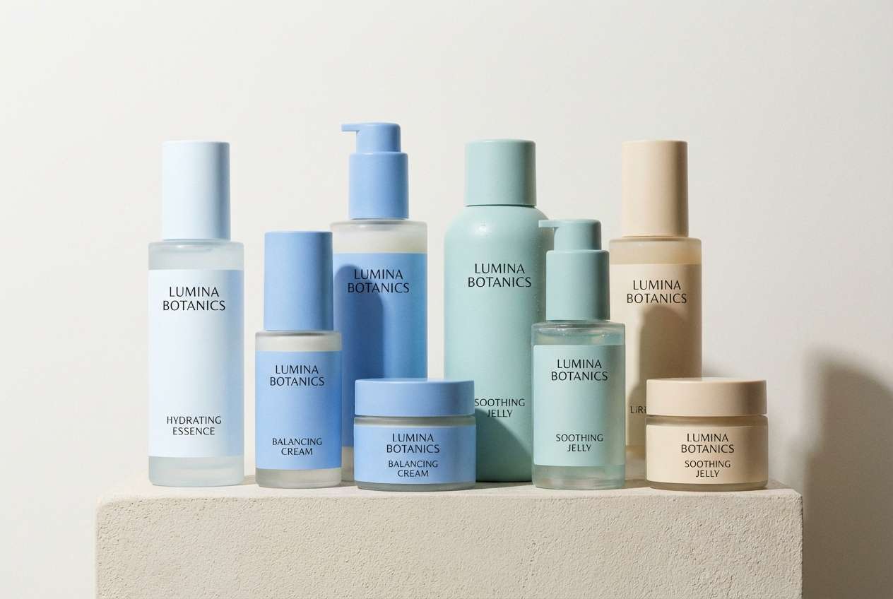 skincare packaging in blue