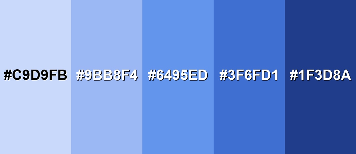 shades and variations of cornflower-color