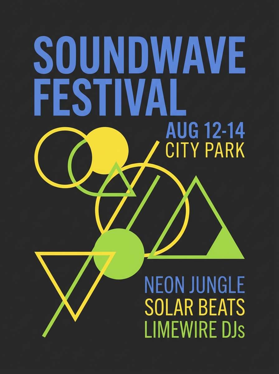 festival flyer with bright blues