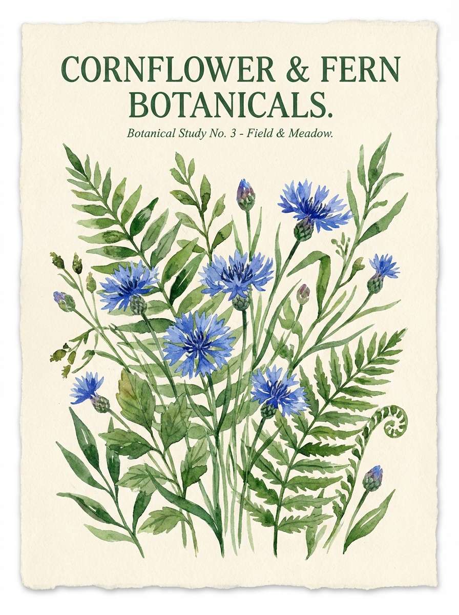botanical poster in watercolor tones