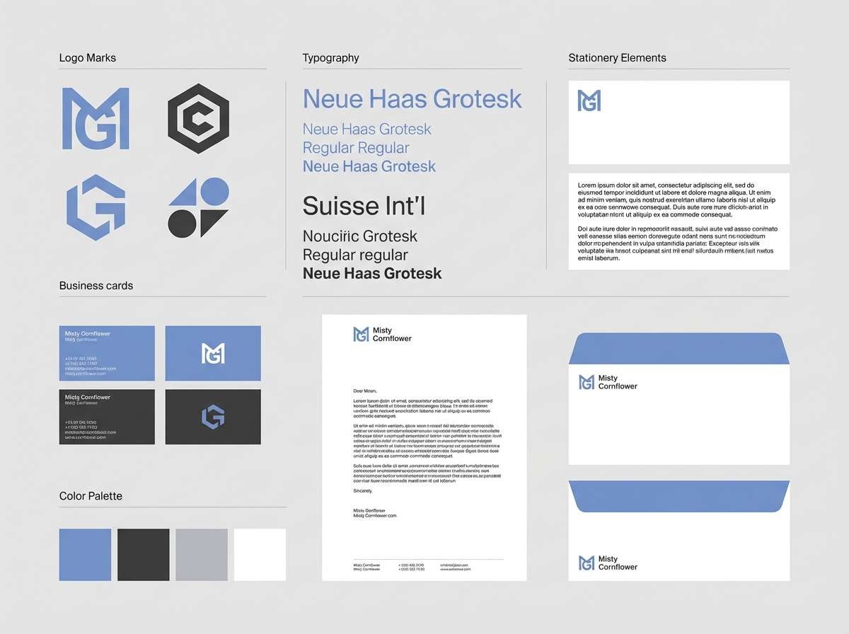 minimal brand kit in blues