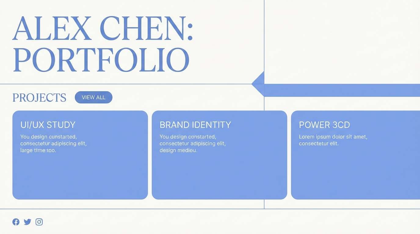 portfolio website in monochrome blues