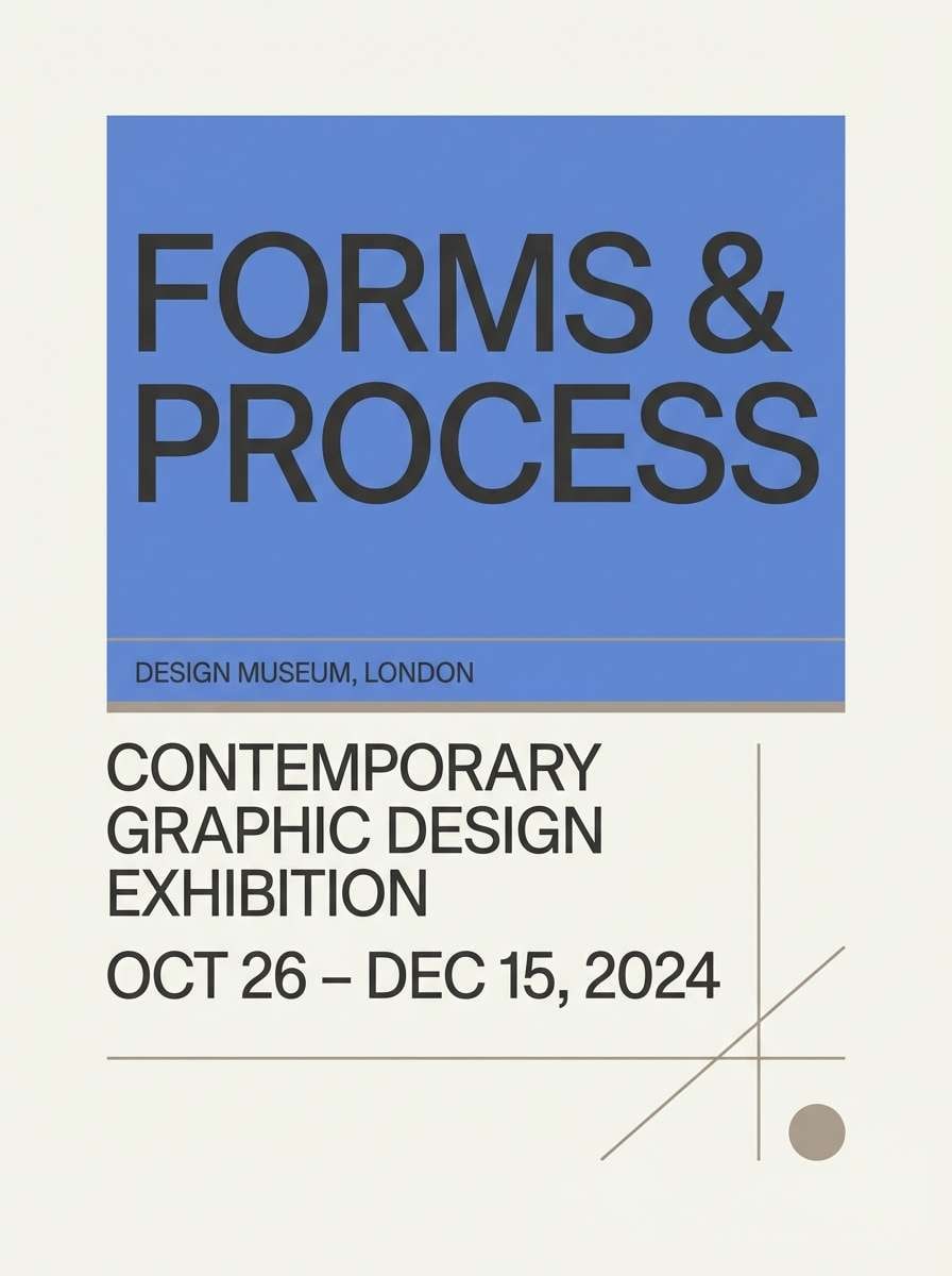 minimal exhibition poster in blue