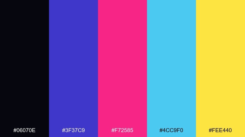 cosmic bloom deluxe fireworks color palette with hex codes