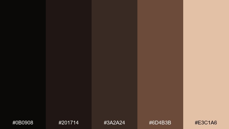 cosmic cocoa black hole color palette with hex codes