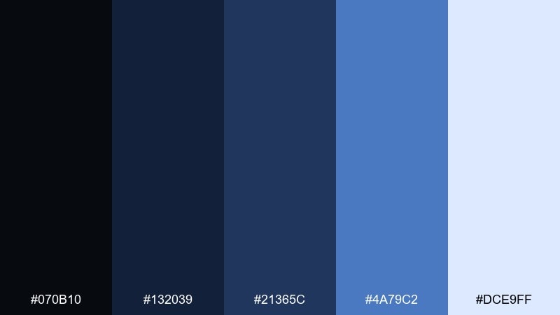 cosmic denim night color palette with hex codes