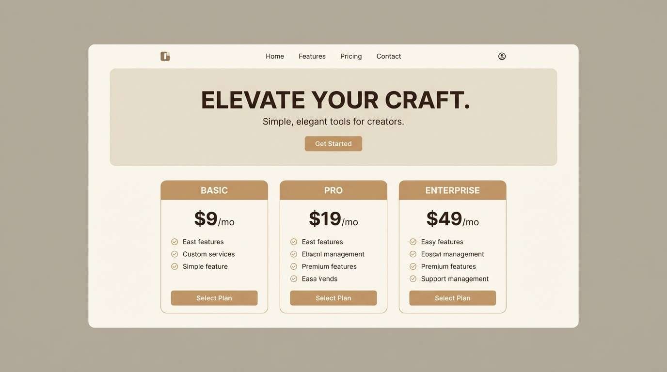 minimal website ui mockup