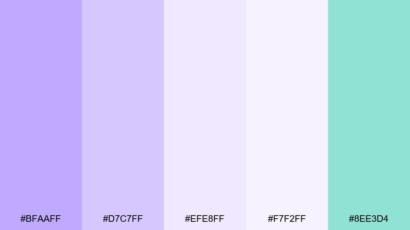 cosmic lilac gradient pastel violet color palette with hex codes
