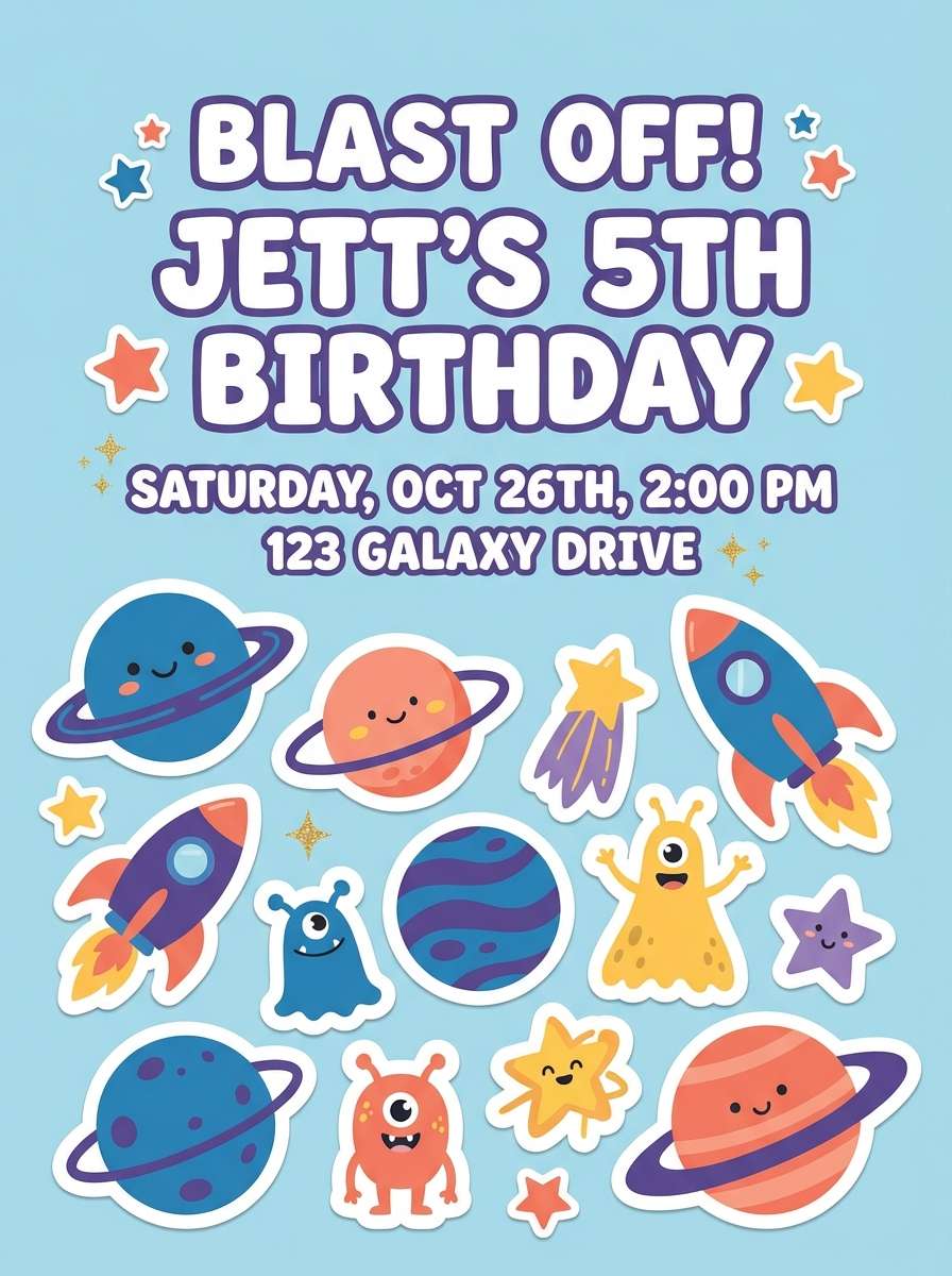 space themed party invitation