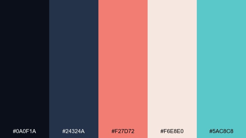 cosmic salmon astronaut color palette with hex codes