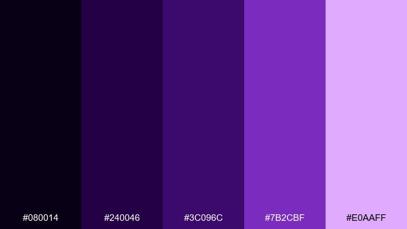 cosmic violet violet color palette with hex codes