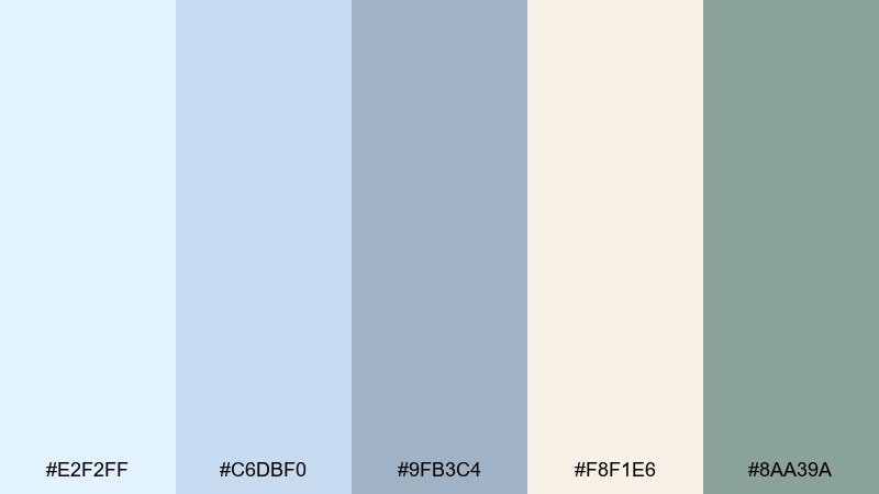 cottage blue floral pale blue color palette with hex codes